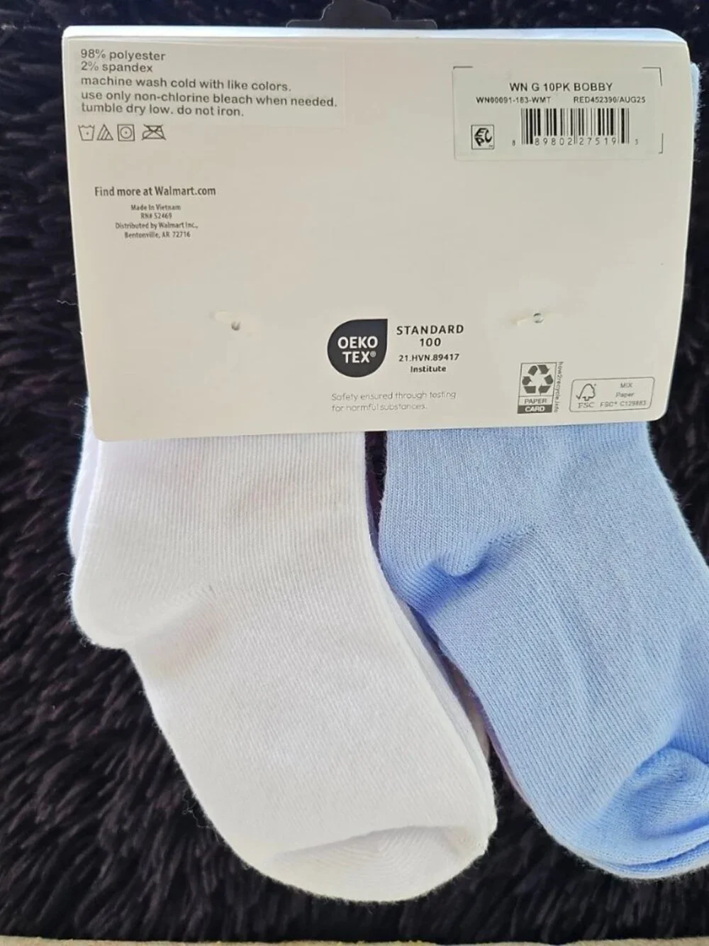 Wonder Nation Kids Socks Turn Cuff Ribbed Multi Color Size 18-36M set of 10 NWT